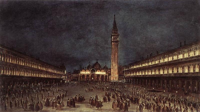 GUARDI, Francesco Nighttime Procession in Piazza San Marco fdh